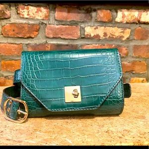 Aqua Convertible Clutch & Belt Purse.